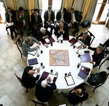 Middle Eastern leaders discuss steps toward ending the Israeli-Palestinian conflict with George Bush in Aqaba, Jordan