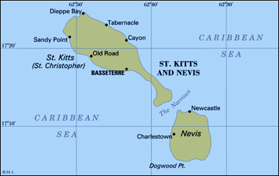 Map Saint Kitts Nevis